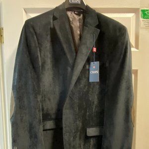 Men's Chaps Sport Coat Black w/ Elbow Patches 48 Long